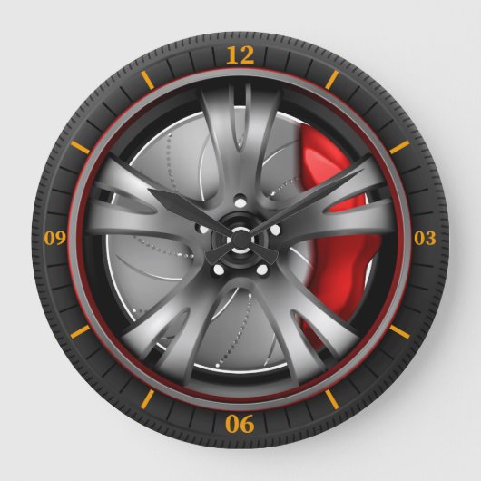 Turbo Spin – Racing Wheel Wall Art Grote Klok (Voorkant)
