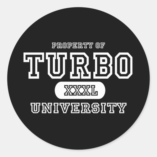 Turbo University Donker Ronde Sticker (Voorkant)