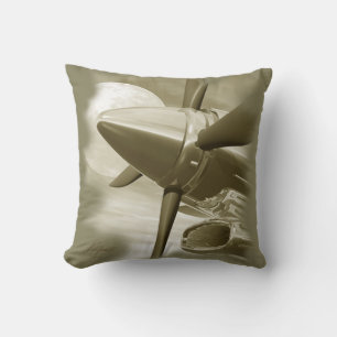 Turbo Vliegtuigen Kussen Goud Sepia