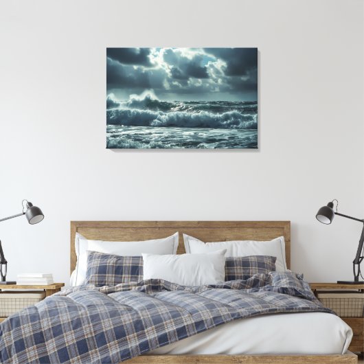 Turbulent Ocean Storm – Cinematic 4K zeegezicht Canvas Afdruk (Insitu (Slaapkamer))