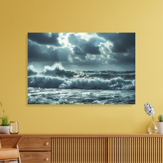 Turbulent Ocean Storm – Cinematic 4K zeegezicht Canvas Afdruk (Insitu (Woonkamer))