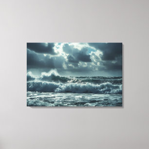 Turbulent Ocean Storm – Cinematic 4K zeegezicht Canvas Afdruk