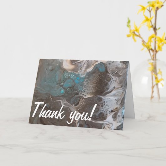 "Turbulente blauwgroen mocha zweep" bedankt Kaart (Gele Bloem)
