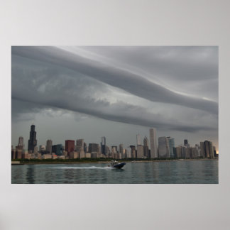 turbulente skies over Chicago Poster