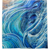 Turbulentiestroom in het Zee, Abstracte kunst Douchegordijn (Voorkant)