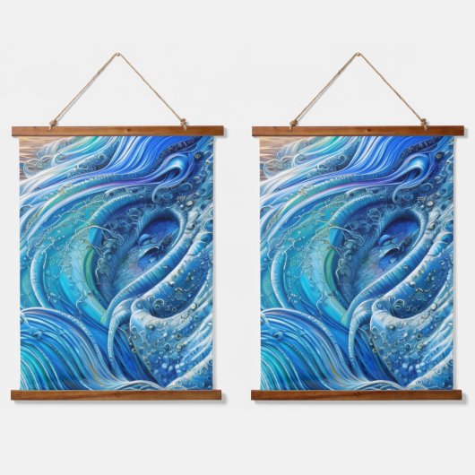 Turbulentiestroom in het Zee, Abstracte kunst Hangend Wandkleed (Dubbel)