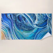 Turbulentiestroom in het Zee, Abstracte kunst Strandlaken (Voorkant)