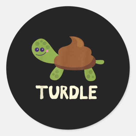 Turdle Grappige Schildpad Poep Emoticon  Ronde Sticker (Voorkant)