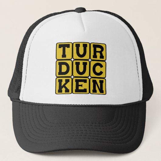Turducken, kippen in een eend in een Turkije Trucker Pet (Voorkant)