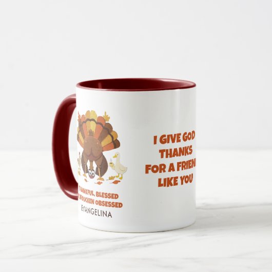 TURDUCKEN OBSESSED Fun Thanksgiving FRIENDSGIVING Mok (Voorkant links)