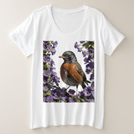 Turdus migratorius en Wisconsin Violet Viola Grote Maat T-shirt