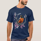 Turdus migratorius Omringd Door Berglaurier T-shirt (Voorkant)