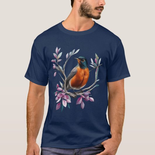 Turdus migratorius Surrounded By Mountain Laurel T-shirt (Voorkant)