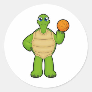Turf als Basketballspeler met Basketball Ronde Sticker