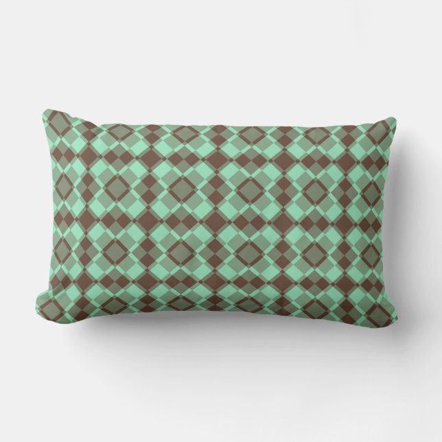 Turf bruin geruit argyle patroon kussen (Voorkant)
