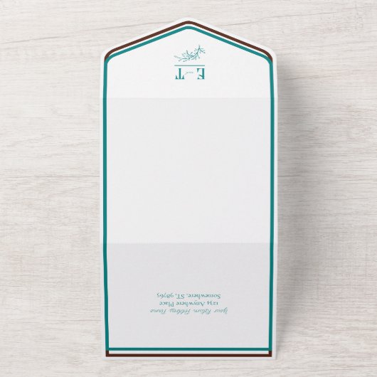 Turf en Chocolade Eenvoudige Moderne Trouwdag All In One Uitnodiging (Buitenkant)