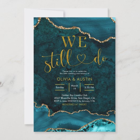 Turf en gouden agaat huwelijksjubileum kaart (Voorkant)