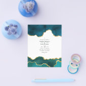 Turf en gouden geode agaat steen bruiloft flyer (Enkel)