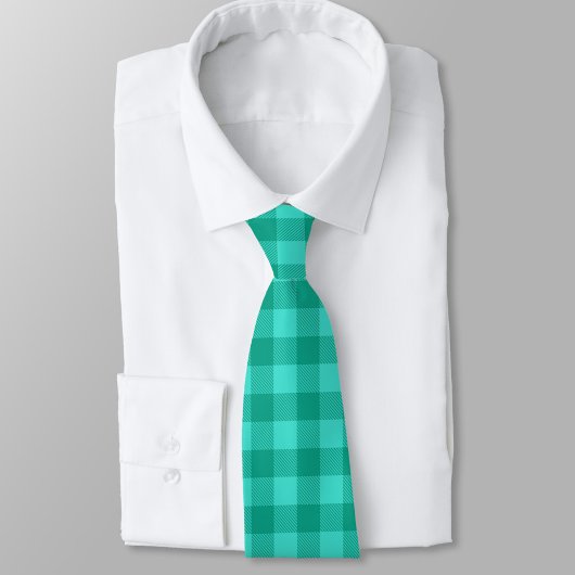 Turf en turquoise gingham ruitontwerp stropdas
