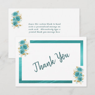 Turf- en turquoise roos elegante bedankkaart