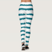 Turf en witte grunge gestreepte abstracte legginge leggings (Achterkant)