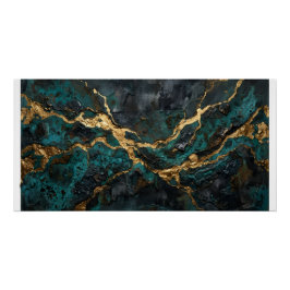 Turf Goud Marmer Abstracte Vloeistof Poster