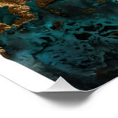 Turf Goud Marmer Abstracte Vloeistof Poster (Hoek)