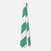 Turf Green and White Broad Regimental Stripe Stropdas (Voorkant)