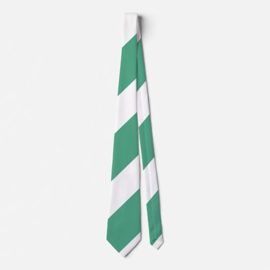 Turf Green and White Broad Regimental Stripe Stropdas (Voorkant)