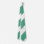 Turf Green and White Broad Regimental Stripe Stropdas (Achterkant)