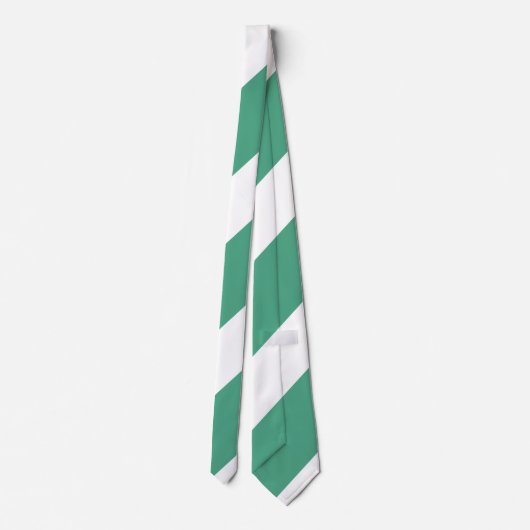Turf Green and White Broad Regimental Stripe Stropdas (Achterkant)