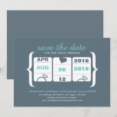 Turf grijs save the date-slotmachine voor de trouw date (Voorkant / Achterkant)