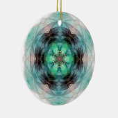 Turf groen blauw roze bloem stervormig patroon keramisch ornament (Rechts)