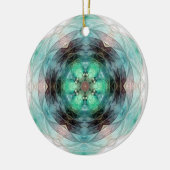 Turf groen blauw roze bloem stervormig patroon keramisch ornament (Links)