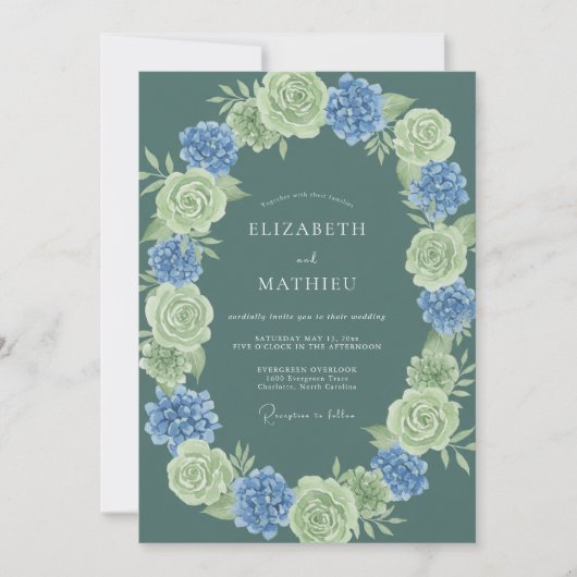 Turf Groen Elegant Lentewedding Kaart (Voorkant)