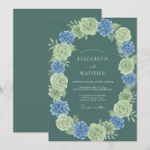 Turf Groen Elegant Lentewedding Kaart (Voorkant / Achterkant)