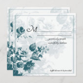 Turf Groen Elegante Bloem Bruiloft RSVP Kaarten (Voorkant / Achterkant)