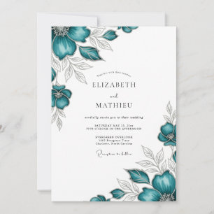 Turf Groen Elegante Bloemrijke Huwelijksbloemen Kaart