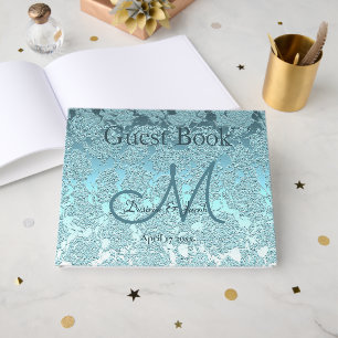 Turf Groen Elegante Trouwreceptie Monogram Gastenboek