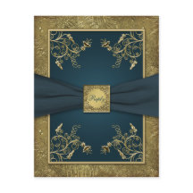 Turf Groen en Gouden Bloemen RSVP Kaart