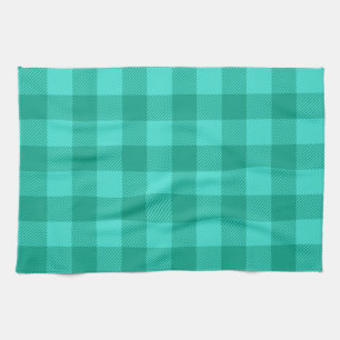 Turf Groen En Turkoois Geruit Gingham Ontwerp Theedoek