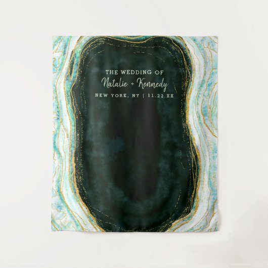 Turf Groen Geode Trouwfotobooth Achtergrond Wandkleed (Voorkant)