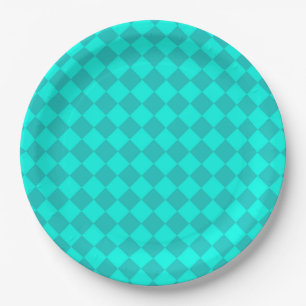 Turf Groen Geruite Diamant Patroon Papieren Bordje