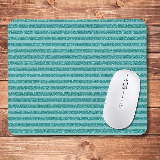 Turf Groen Glitter Stijl Horizontale Strepen Muismat