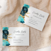 Turf Groen Goud Bloemig Modern Script Bruiloft RSVP Kaartje