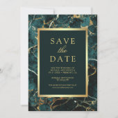 Turf Groen Marmer Goud Foto Bruiloft Save The Date (Voorkant)