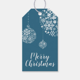 Turf Groen Moderne Sneeuwvlokken Kerstcadeautags Cadeaulabel