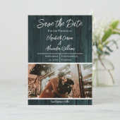 Turf Groen Rustieke Foto Save The Date (Staand voorkant)