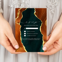 Turf Groen, Verbrand Oranje & Goud Agate RSVP Uitn