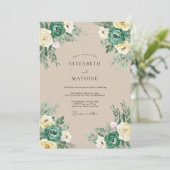 Turf Groen Vintage Trouwen Kaart (Staand voorkant)